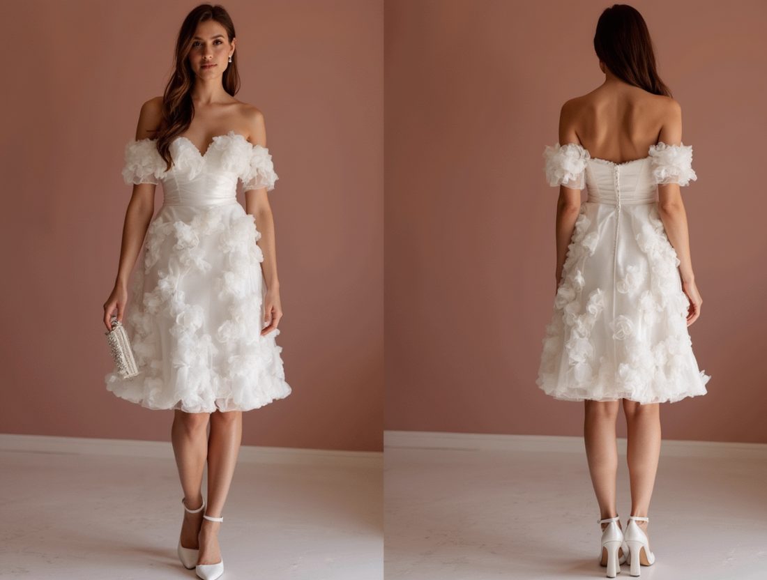 Trendy White Mini Short Wedding Dress with an Open Back for a Bold and Fashion-Forward Look