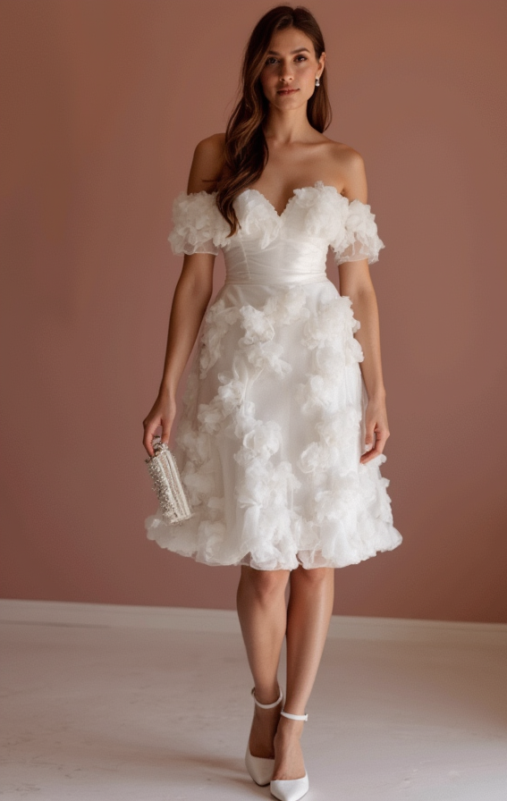 Trendy White Mini Short Wedding Dress with an Open Back for a Bold and Fashion-Forward Look