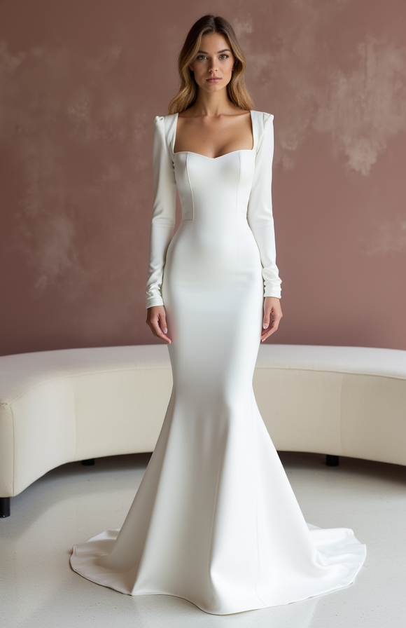 Elegant White Mermaid Wedding Dress with a Ruffled Skirt for a Romantic Look