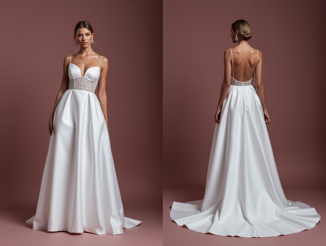 Elegant A-Line White Wedding Gown with Detachable Skirt for Versatility