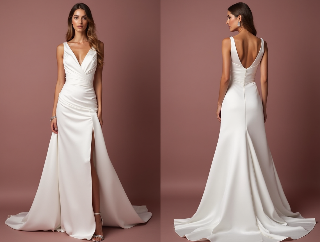 Romantic White A-Line Gown with a Soft Silk Satin Skirt for Luxury