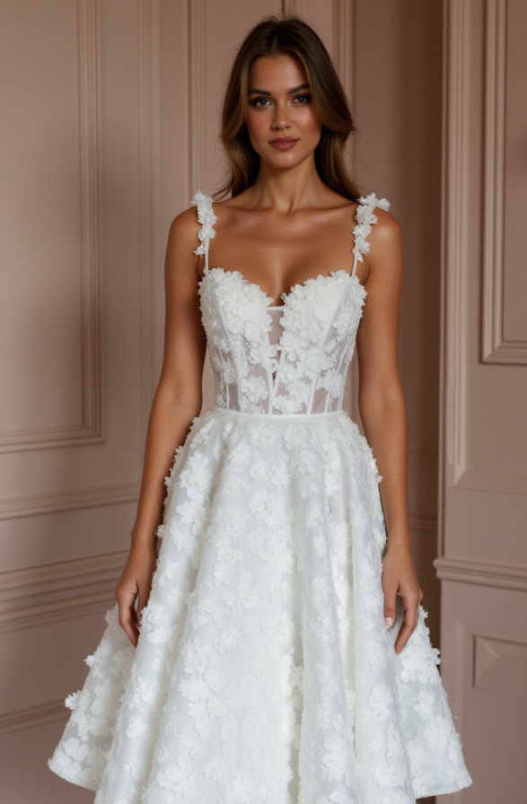 Chic Short Wedding Dress and Mini Dress with a Feathered Skirt for a Unique Touch