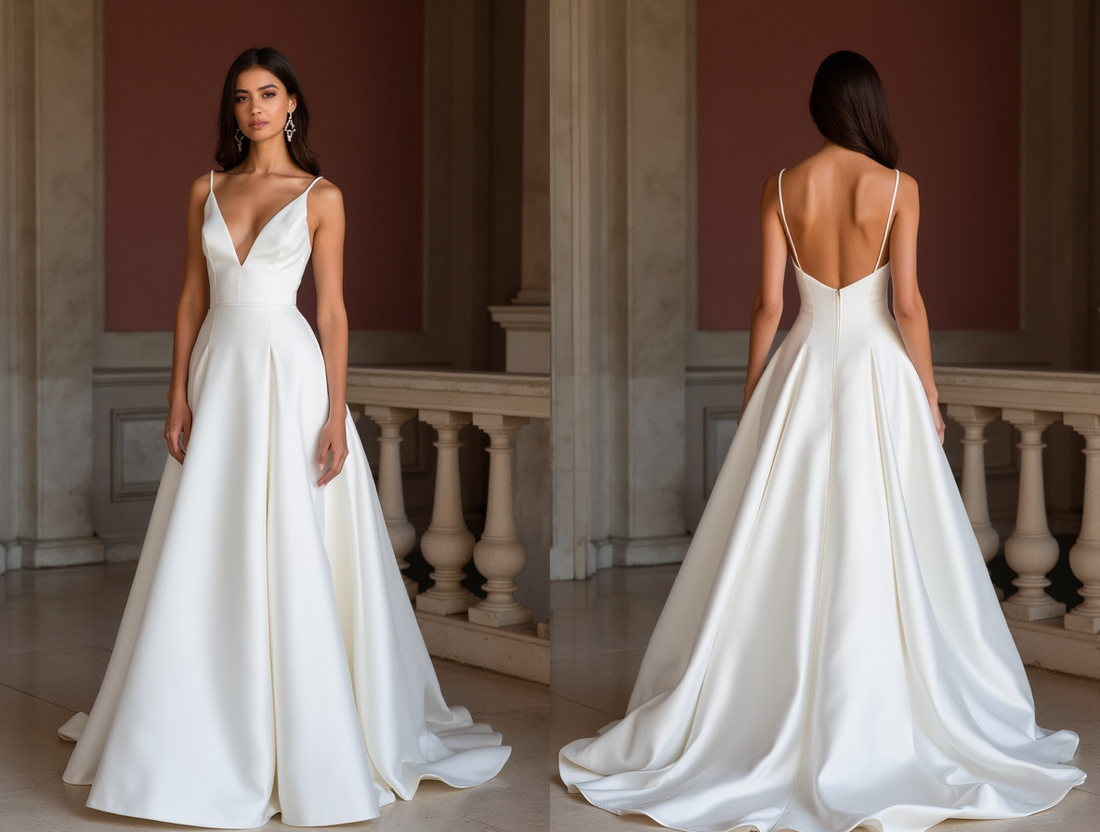 A-Line White Wedding Dress with a Structured Bodice for a Clean Look