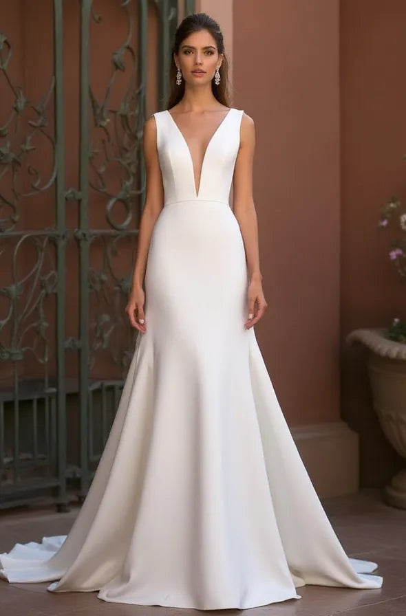 Elegant A-Line Wedding Gown with Subtle Sparkle for a Glam Look