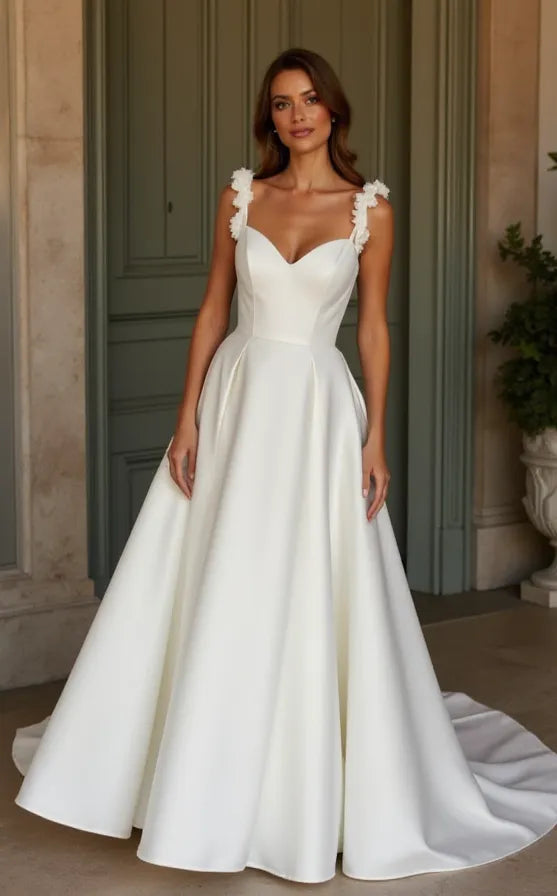 A-Line Wedding Dress with a Simple and Elegant Silhouette