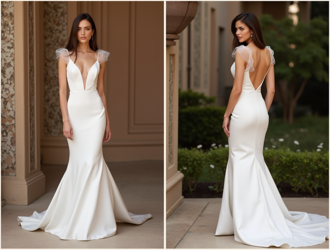 White Mermaid Wedding Dress with a Dramatic Back for a Bold Bridal Statement