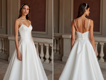 A-Line White Wedding Dress with a Simple V-neck for a Modern Look