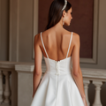 A-Line White Wedding Dress with a Simple V-neck for a Modern Look