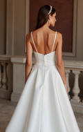 A-Line White Wedding Dress with a Simple V-neck for a Modern Look