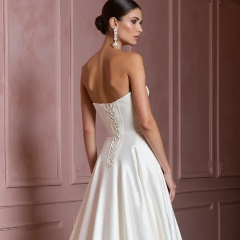 A-Line Wedding Gown with a Flowing Skirt for a Graceful Look
