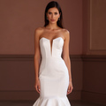 Sophisticated Mermaid Wedding Dress with a Sheer Lace Bodice for Elegance