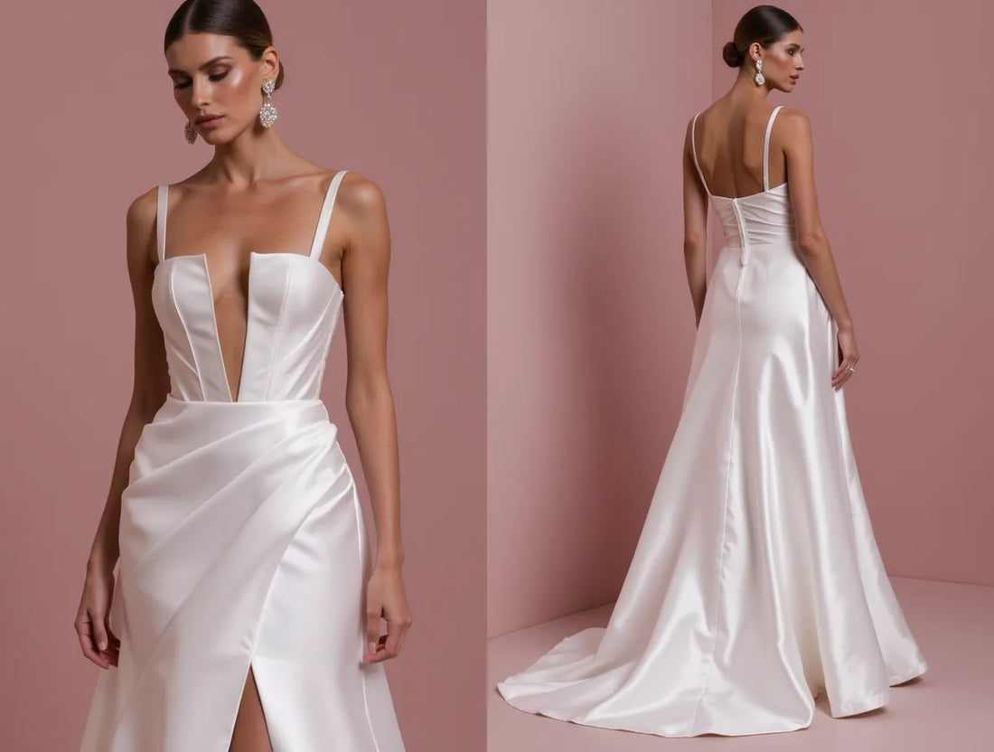 Stunning A-Line Bridal Gown with a Flowing Train for a Majestic Look