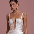 Stunning A-Line Bridal Gown with a Flowing Train for a Majestic Look
