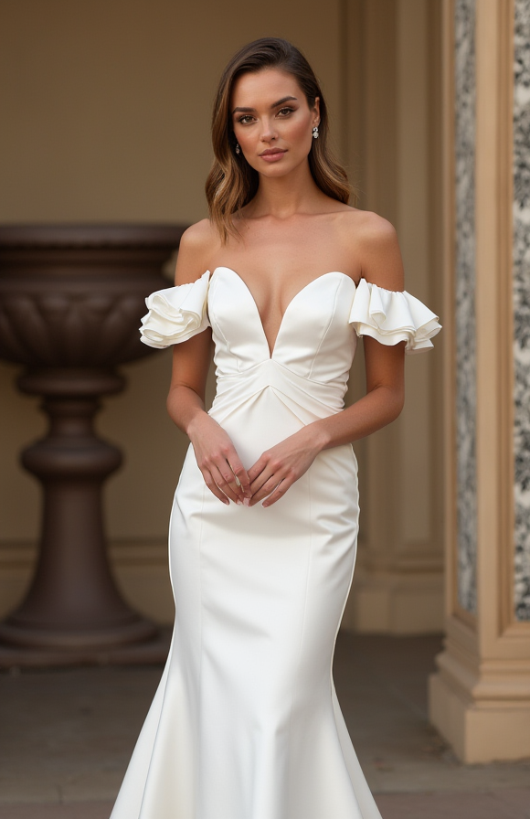 Glamorous White Mermaid Wedding Dress with a Sparkling Crystal Bodice