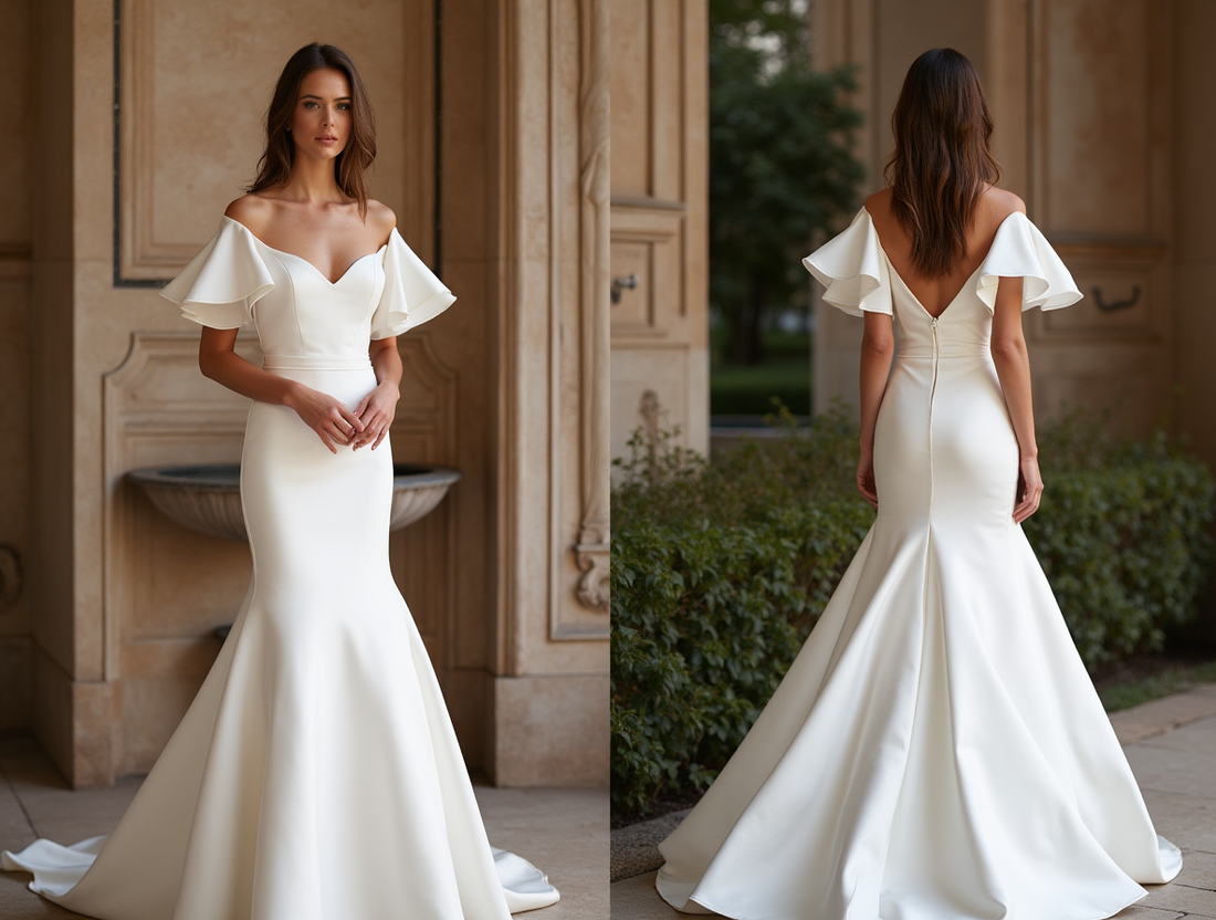 Timeless White Mermaid Wedding Gown with Layers of Organza for a Soft Touch