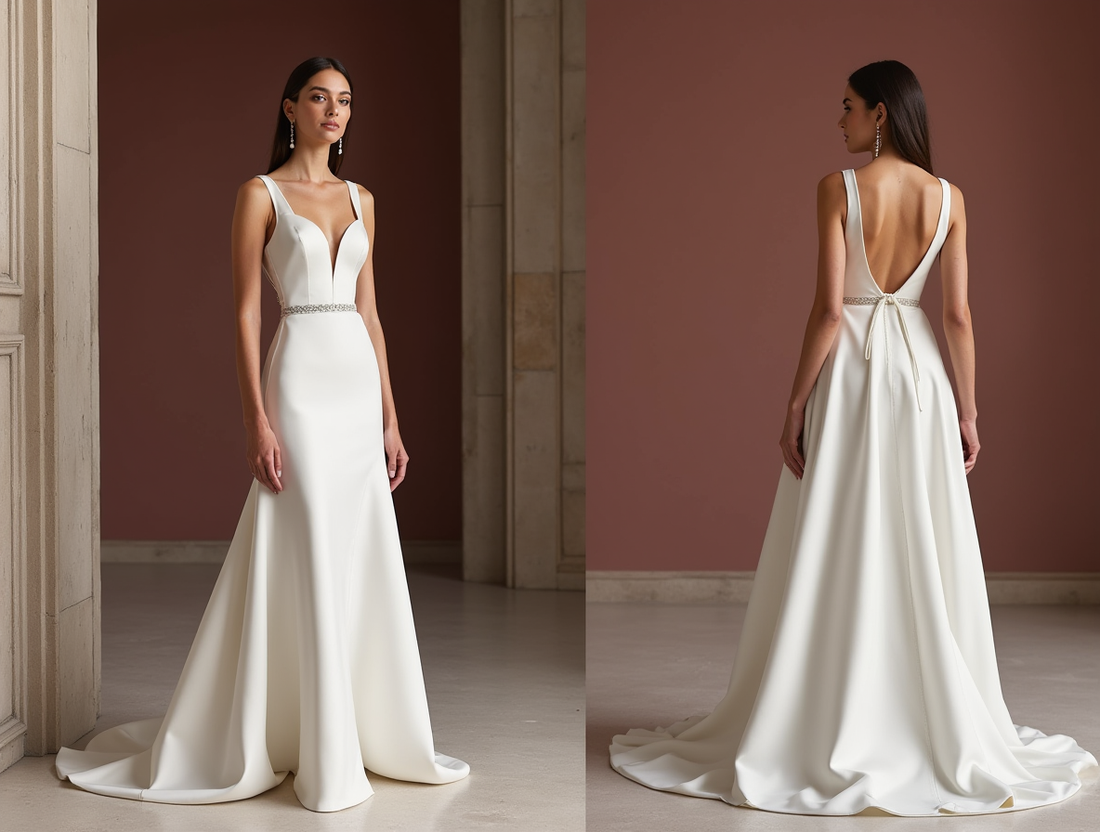 Flattering White A-Line Bridal Gown with a Natural Waistline for a Slim Fit