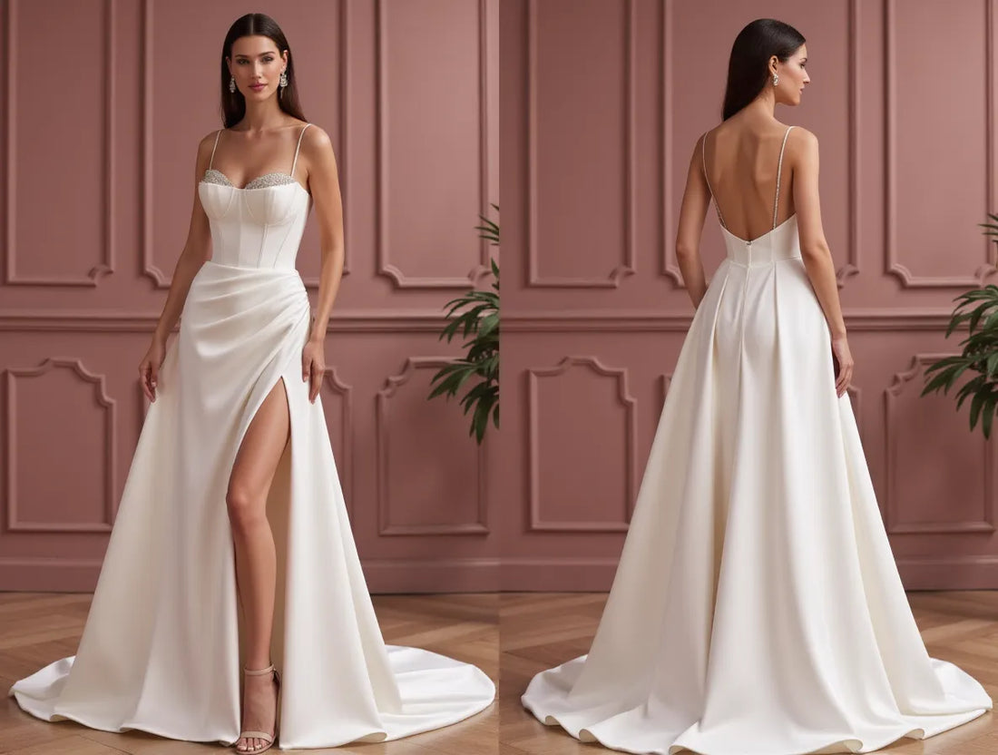 A-Line Wedding Dress with a Pleated Skirt for a Graceful Look
