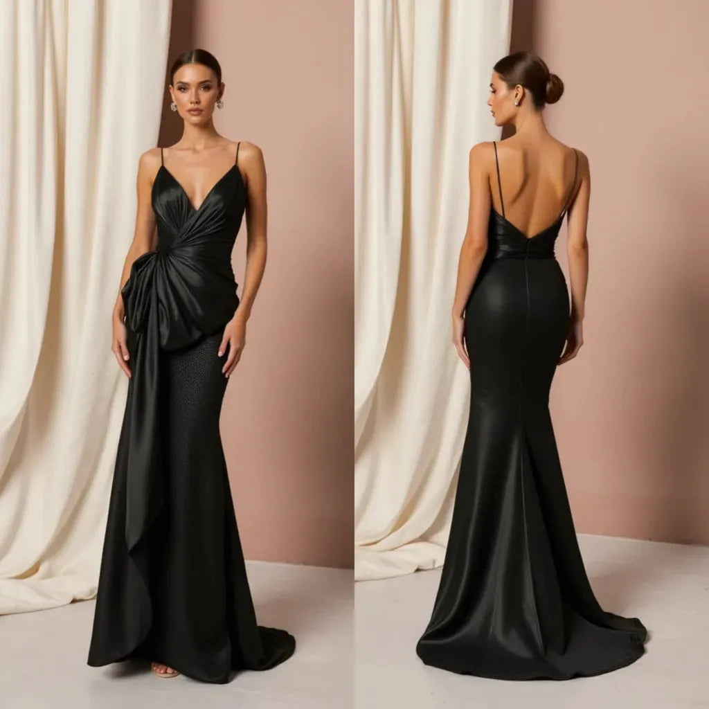 Black Wedding Dress with a Long Train for a Dark Fairytale Look