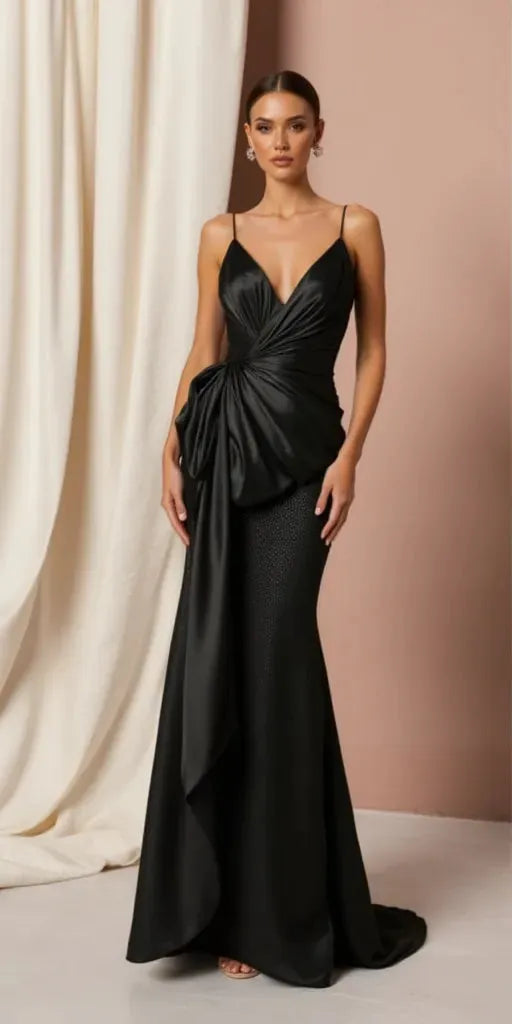 Black Wedding Dress with a Long Train for a Dark Fairytale Look