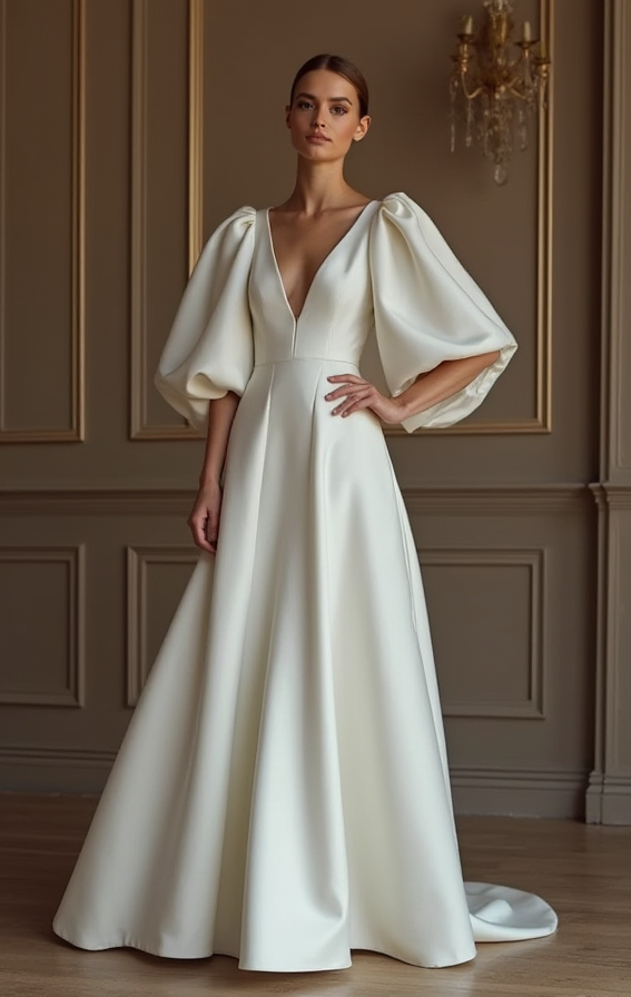 A-Line White Wedding Dress with a Low Back for a Sexy, Elegant Look