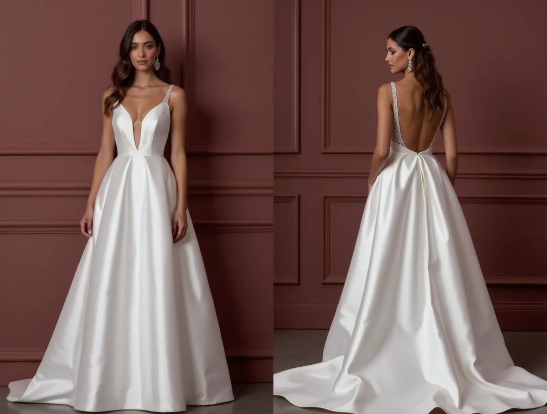 A-Line Wedding Dress with a Long Lace Train for a Dramatic Look