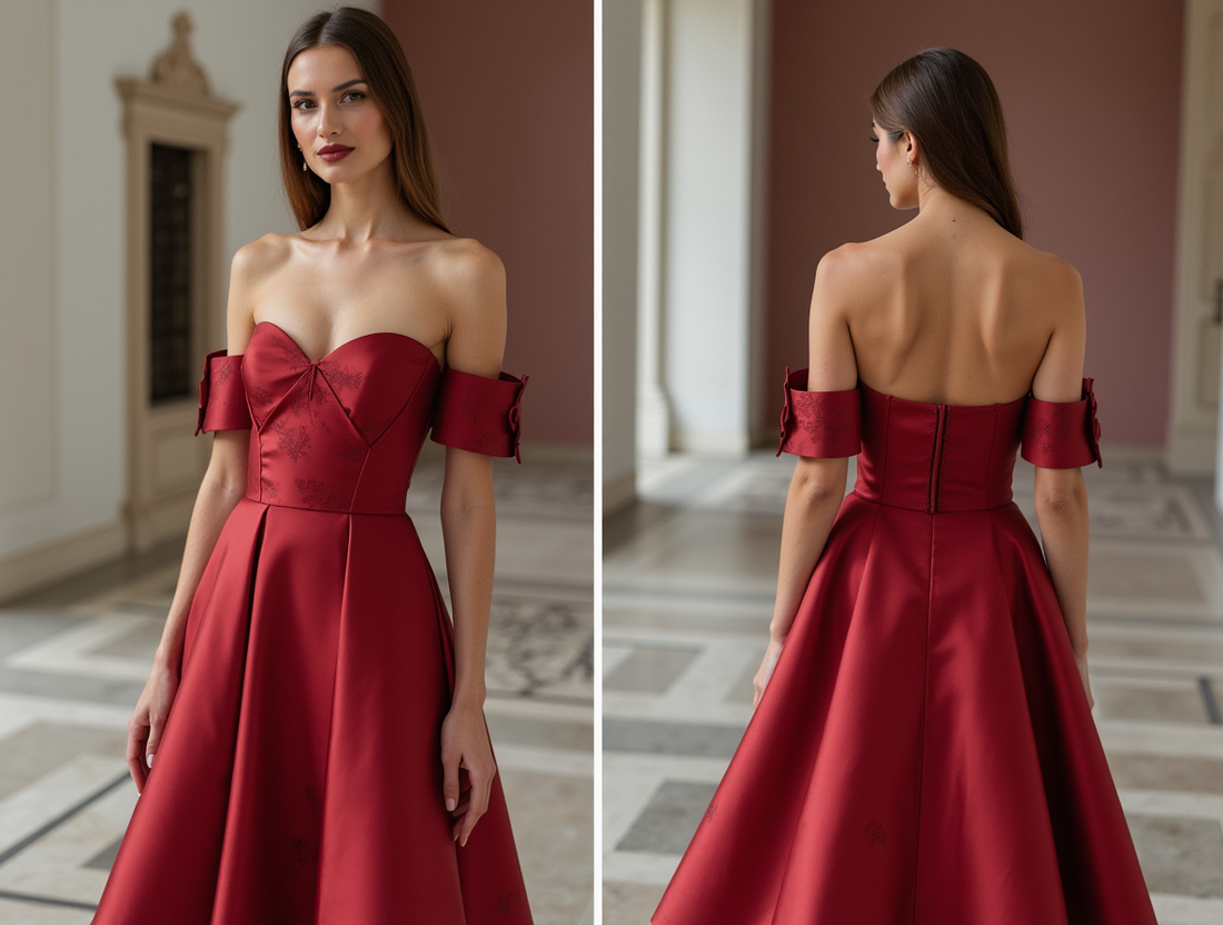 Trendy Red Evening Dress & Prom Dress with Tiered Ruffles and Sparkle Details