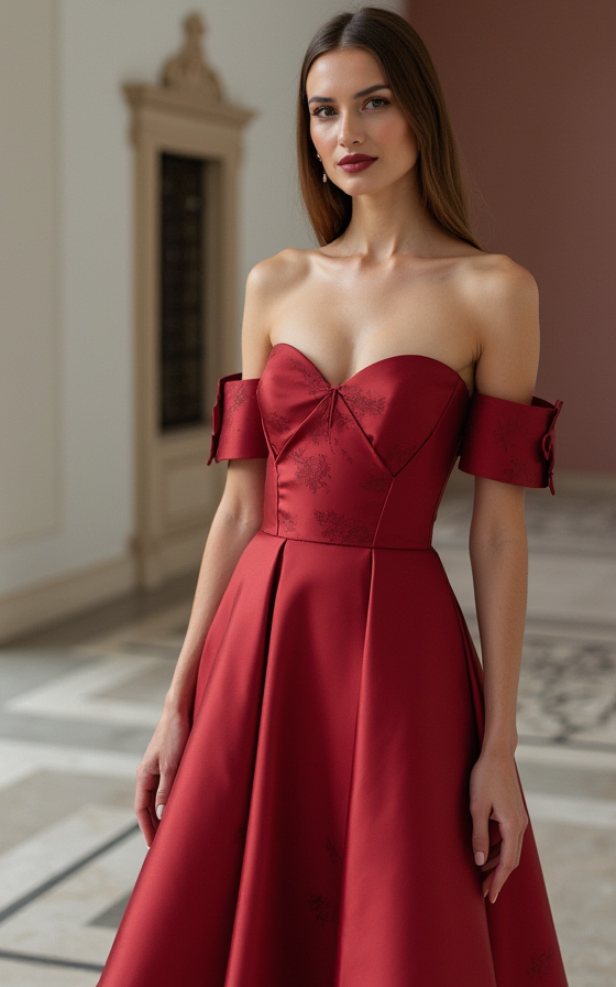 Trendy Red Evening Dress & Prom Dress with Tiered Ruffles and Sparkle Details