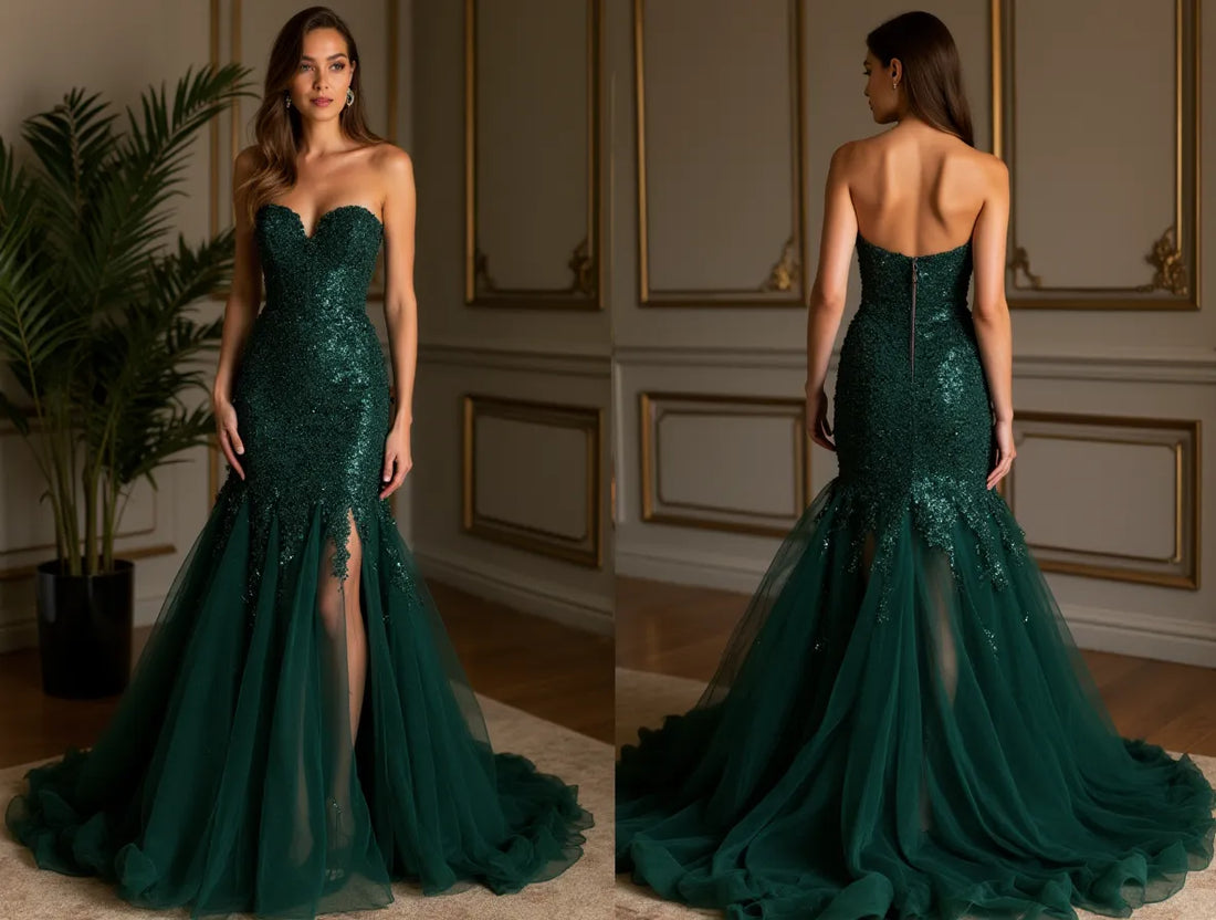 Stunning Evening Dress and Prom Dress with a Plunging Neckline for a Bold Look