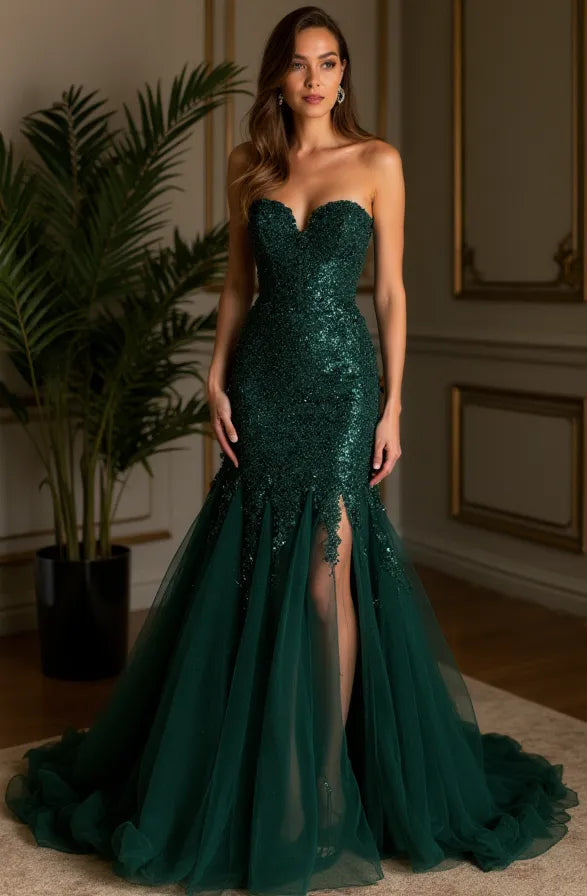 Stunning Evening Dress and Prom Dress with a Plunging Neckline for a Bold Look