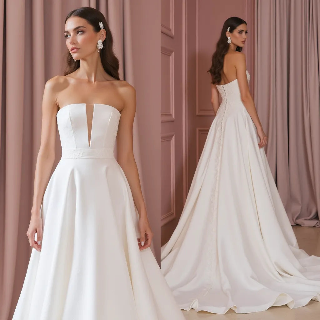 Elegant A-Line Wedding Dress with a Sweetheart Neckline