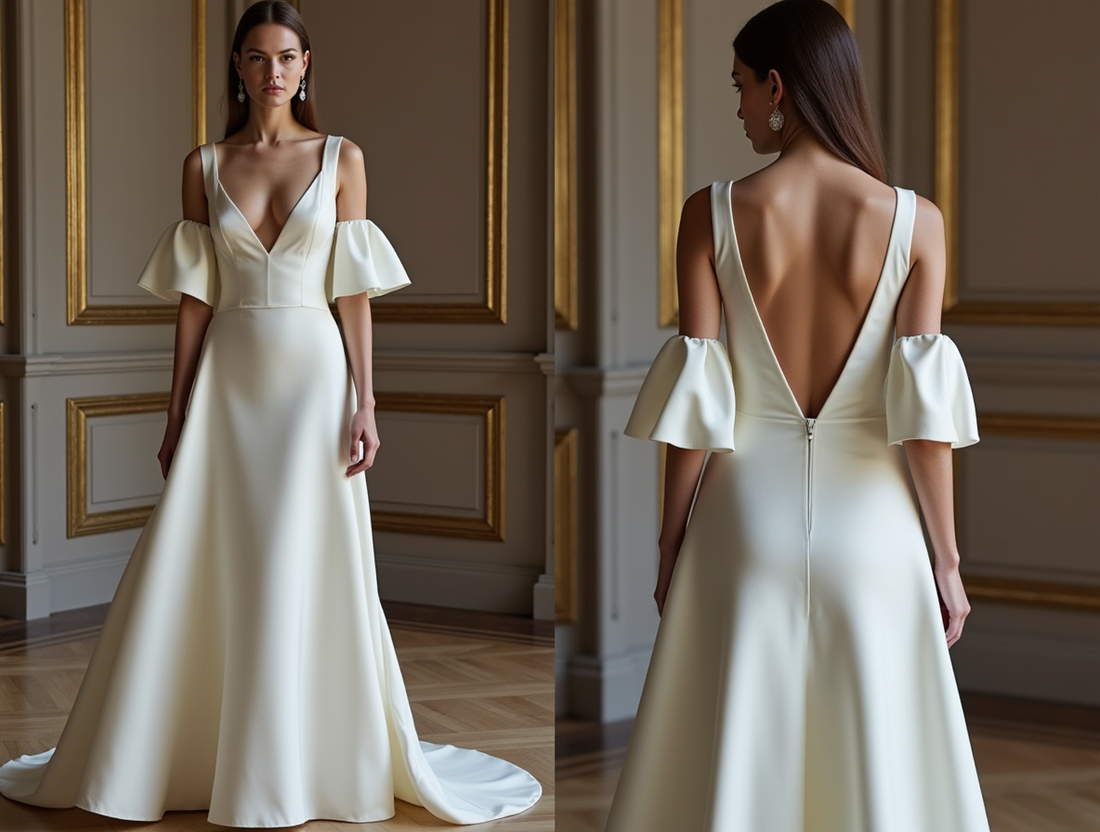 A-Line White Wedding Dress with a High-Neck Design for a Chic Look