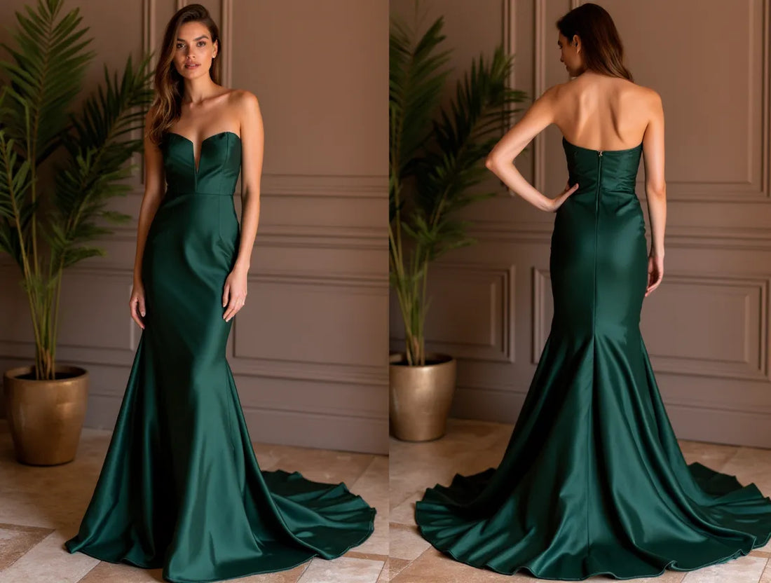 Elegant Evening Dress and Prom Gown with a Wrap Bodice for a Chic Style