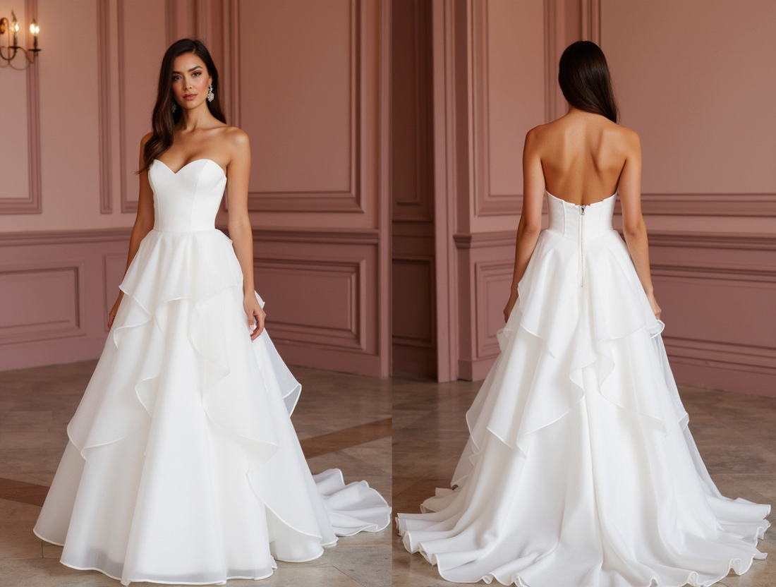 White Princess Wedding Dress with Floral Appliqués for a Romantic Touch