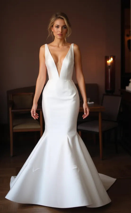 Elegant Trumpet Wedding Dress with a Timeless and Classic Design