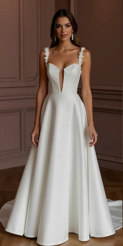 A-Line Wedding Dress with Illusion Sleeves for a Modern Touch