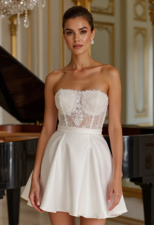 Romantic Short Wedding Dress and Mini Dress with a Tulle Skirt for a Fairytale Look