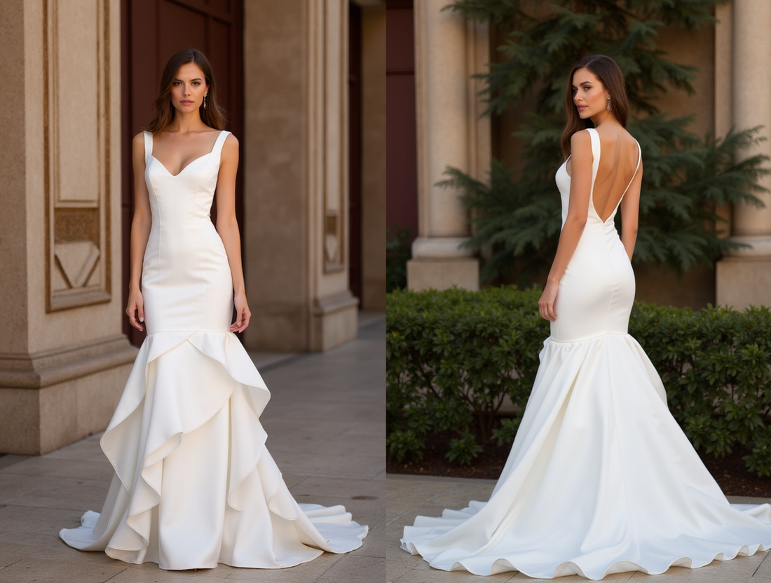 Dramatic White Mermaid Wedding Dress with Floral Lace Appliqué for a Chic Style