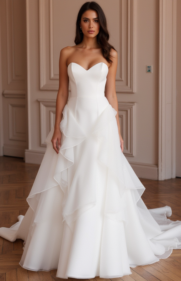 Princess Ball Gown Wedding Dress with a Sparkling Crystal Bodice