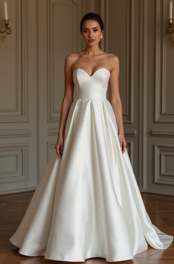 A-Line White Wedding Dress with Floral Embellishments for a Romantic Look