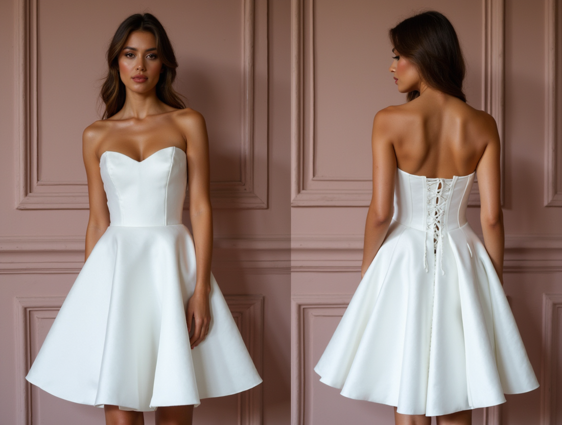 Sophisticated Mini Short Wedding Dress with a High Neckline for a Chic and Modest Look