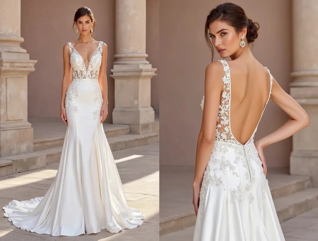 Mermaid Wedding Gown with a Deep V-Neckline for a Bold Bridal Look