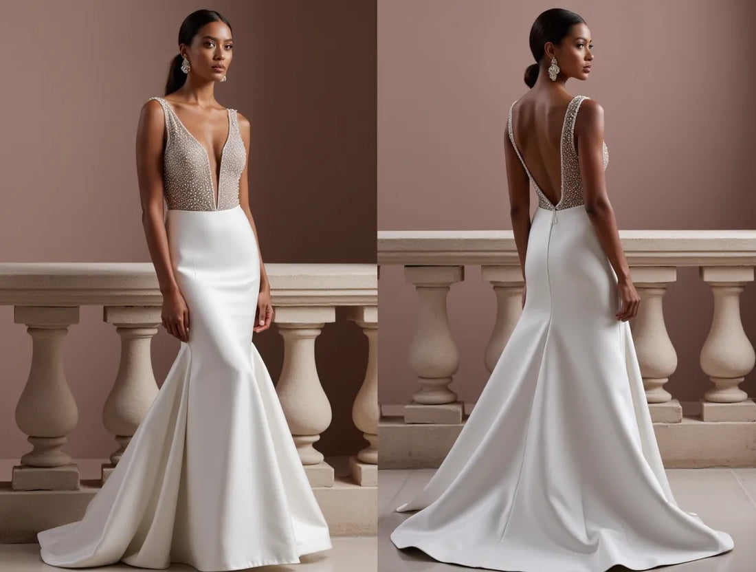 Sexy Mermaid Wedding Dress with a Deep V-Neckline for a Bold Bridal Look