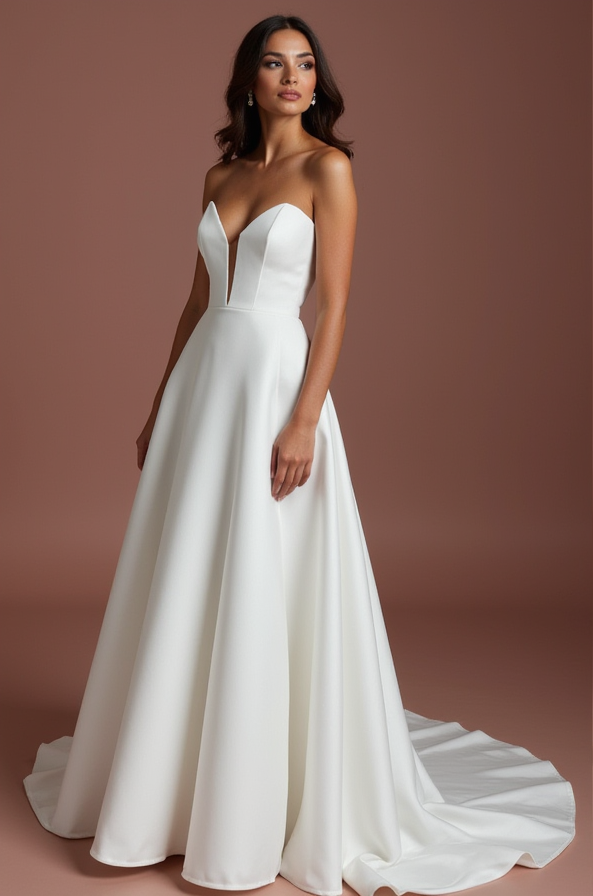 Timeless white A-Line Wedding Dress with a Draped Skirt for a Classic Look