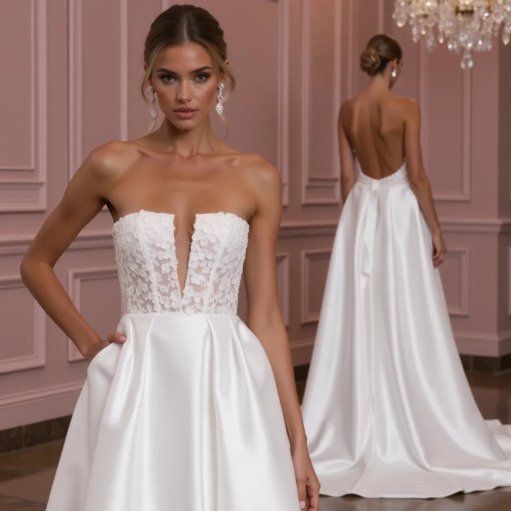 Soft A-Line Wedding Dress for a Boho and Romantic Wedding