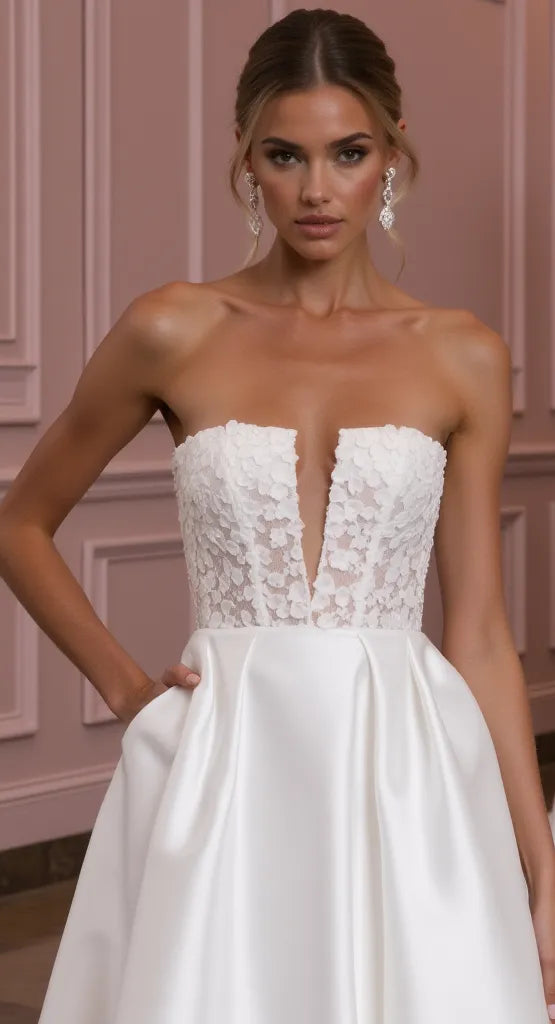 Soft A-Line Wedding Dress for a Boho and Romantic Wedding