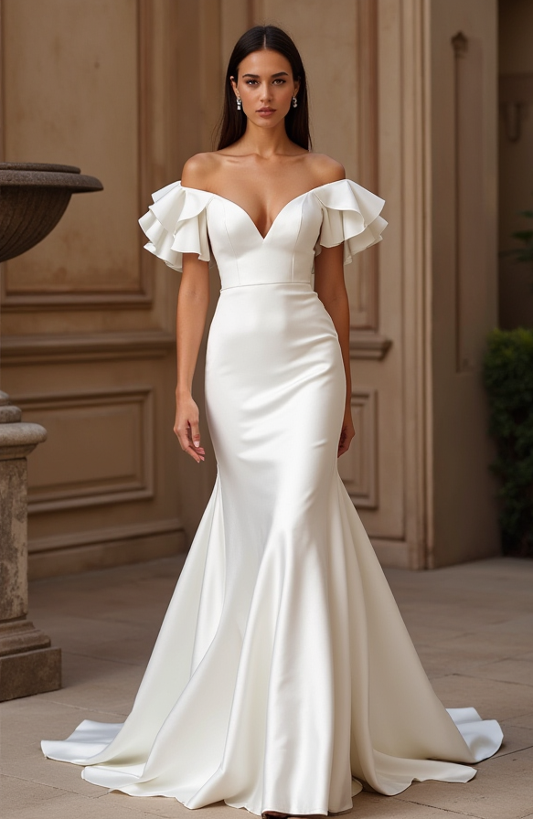 Classic White Mermaid Wedding Dress with a Sweetheart Bodice for a Flattering Fit