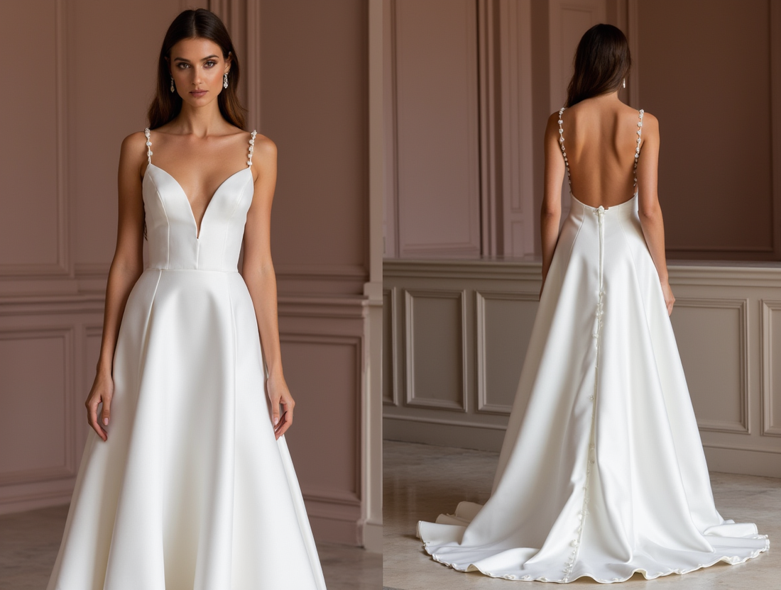 A-Line White Wedding Dress with Subtle Pleats for a Delicate Bridal Look