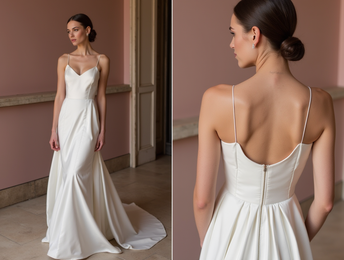 Sophisticated White A-Line Wedding Gown with a High Waist for a Slimming Effect