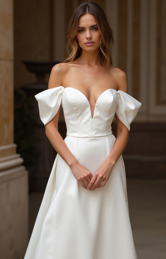 A-Line White Wedding Dress with Silk Details for a Luxurious, Soft Touch