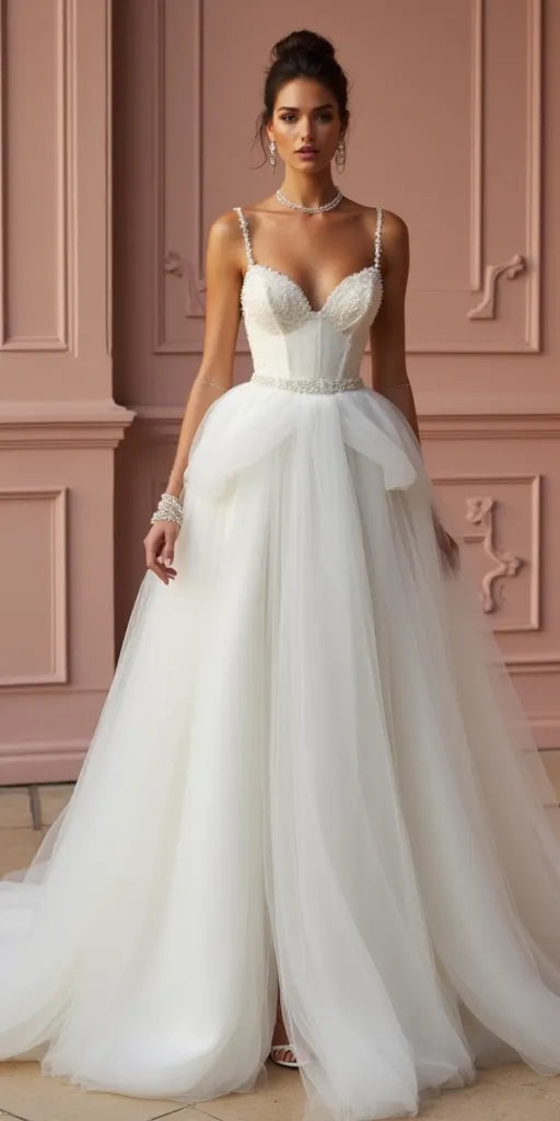Royal-Inspired Princess Wedding Dress with Stunning Embellishments